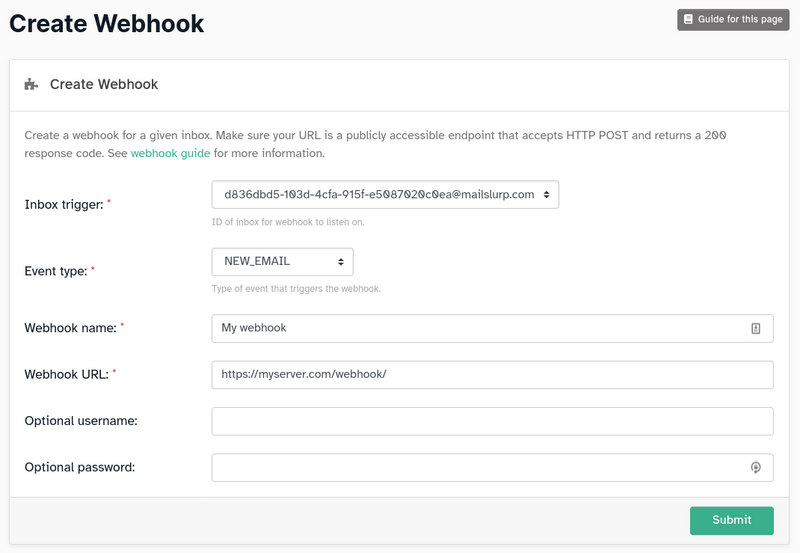 email webhook