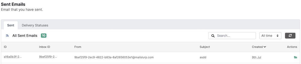sent email table
